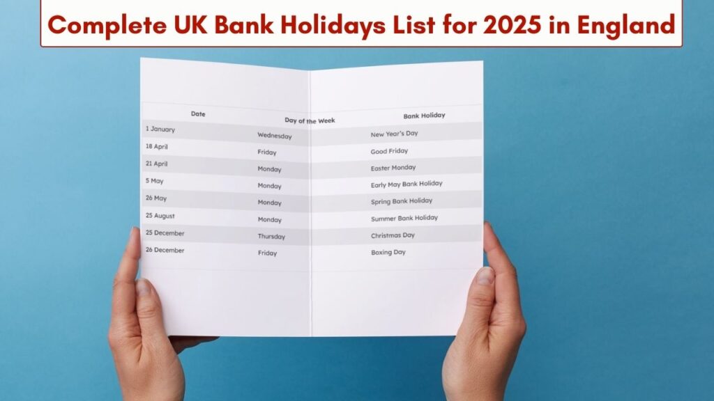 UK Bank Holidays List for 2025 in England, Wales, Scotland, and